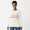 Women's Sonoma Goods For Life® All Over Stitch Crewneck Sweater -Sonoma Style Hub 4923526 Beige Stripe