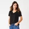 Petite Sonoma Goods For Life® Everyday Short Sleeve V-Neck Tee -Sonoma Style Hub 5234230 Black