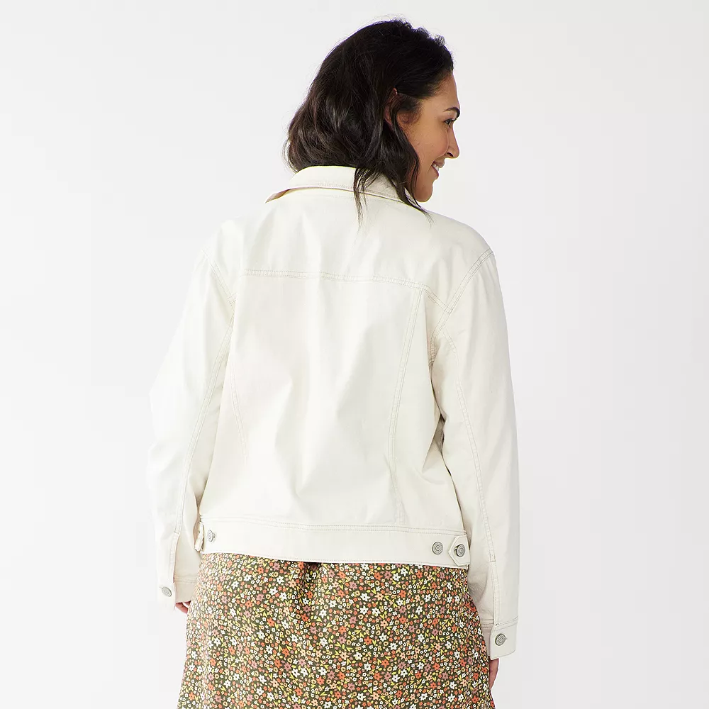 Plus Size Sonoma Goods For Life® Button Front Jean Jacket 4 Plus Size Sonoma Goods For Life® Button Front Jean Jacket - Image 2