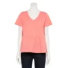 Women's Sonoma Goods For Life® Tiered V-Neck Top -Sonoma Style Hub 5508144 Coral