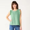 Petite Sonoma Goods For Life® French Terry Flutter-Sleeve Top -Sonoma Style Hub 5568468 Teal
