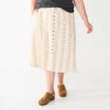 Plus Size Sonoma Goods For Life® Vented Button-Front Midi Skirt -Sonoma Style Hub 5570625 Neutral Stripe
