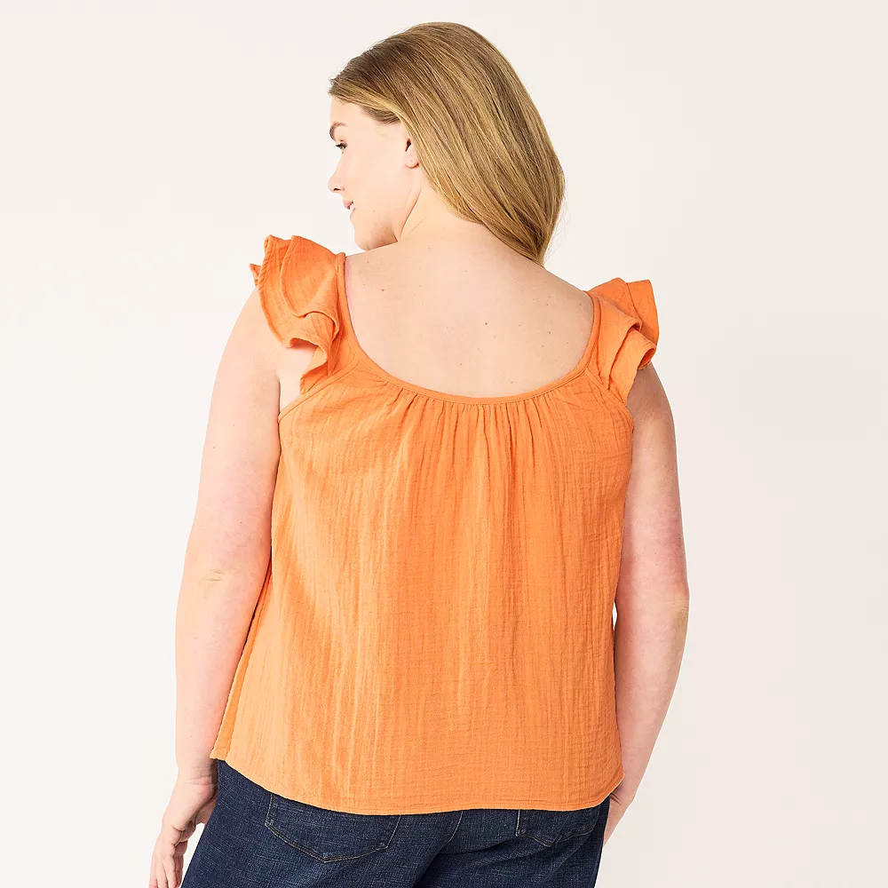 Plus Size Sonoma Goods For Life® Ruffle Tank Top 4 Plus Size Sonoma Goods For Life® Ruffle Tank Top - Image 2
