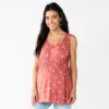 Maternity Sonoma Goods For Life® Knot Side Babydoll Top -Sonoma Style Hub 5580939 Mauve Floral