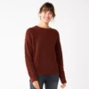 Petite Sonoma Goods For Life® Drop Shoulder Pullover Sweater -Sonoma Style Hub 5587850 Brown