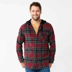 Men's Sonoma Goods For Life® Hooded Flannel Button-Down Shirt