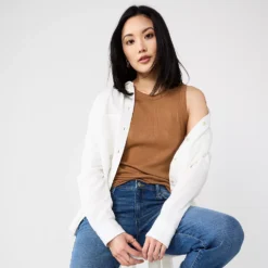 Women's Sonoma Goods For Life® Slim Fit High Neck Rib Tank -Sonoma Style Hub 5651280 ALT2