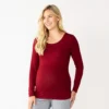 Maternity Sonoma Goods For Life® Essential Scoopneck Long Sleeve Tee -Sonoma Style Hub 5672154 Maroon
