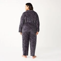 Plus Size Sonoma Goods For Life® Velour Pajama Shirt & Pajama Pants Sleep Set -Sonoma Style Hub 5675146 ALT