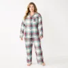 Plus Size Sonoma Goods For Life® Flannel Pajama Shirt & Pajama Pants Sleep Set -Sonoma Style Hub 5677717 Ivory Festive Plaid