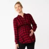 Maternity Sonoma Goods For Life® Belted Empire-Waist Tunic Shirt -Sonoma Style Hub 5679572 Red Plaid