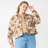 Plus Size Sonoma Goods For Life® Cropped Shacket -Sonoma Style Hub 5686820 Cow Print Jacquard