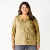 Plus Size Sonoma Goods For Life® Essential Long Sleeve Henley Top -Sonoma Style Hub 5690602 Olive