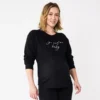 Maternity Sonoma Goods For Life® Drop Shoulder Fleece Graphic Sweatshirt -Sonoma Style Hub 5693441 Black Graphic