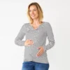 Maternity Sonoma Goods For Life® Long Sleeve Knotted Thermal Top -Sonoma Style Hub 5698993 Black And White Stripe