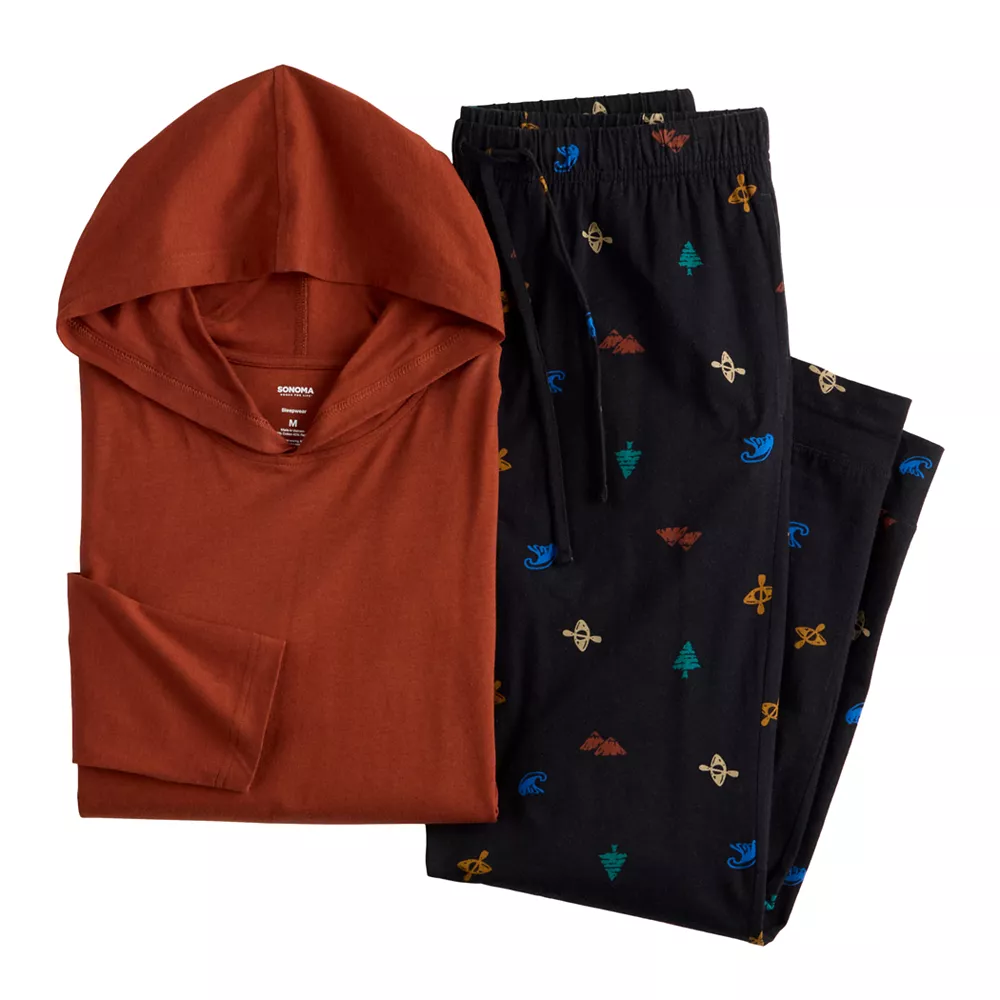 Men's Sonoma Goods For Life® Hooded Top & Pants Pajama Set 5 Men's Sonoma Goods For Life® Hooded Top & Pants Pajama Set - Image 3