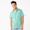 Men's Sonoma Goods For Life® Short Sleeve Perfect Length Button Down Shirt -Sonoma Style Hub 5806004 Green Sketchy Geo