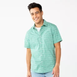 Men's Sonoma Goods For Life® Short Sleeve Perfect Length Button Down Shirt