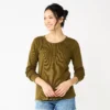 Women's Sonoma Goods For Life® Essential Henley Top -Sonoma Style Hub 5816147 Olive