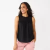 Petite Sonoma Goods For Life® Yoke Front Tank -Sonoma Style Hub 6080711 Black