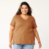 Plus Size Sonoma Goods For Life® Everyday V-Neck Tee -Sonoma Style Hub 6264488 Texture Brown
